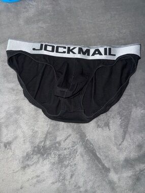 Jockmail Men’s Black Briefs with Silver Waistband